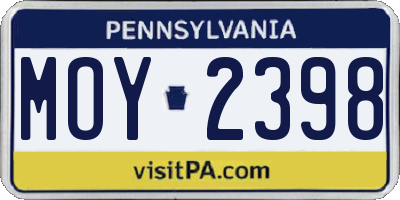 PA license plate MOY2398