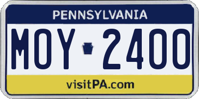 PA license plate MOY2400