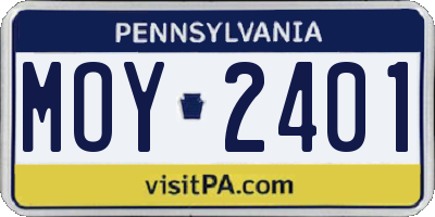 PA license plate MOY2401