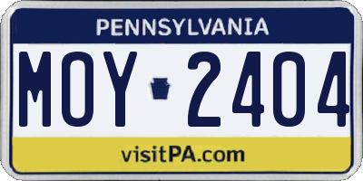 PA license plate MOY2404