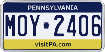 PA license plate MOY2406