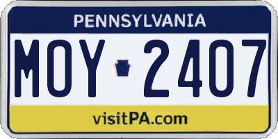 PA license plate MOY2407