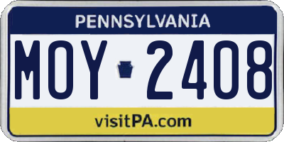 PA license plate MOY2408