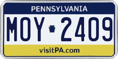 PA license plate MOY2409