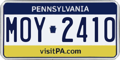 PA license plate MOY2410