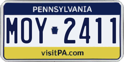 PA license plate MOY2411
