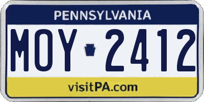 PA license plate MOY2412