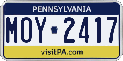 PA license plate MOY2417