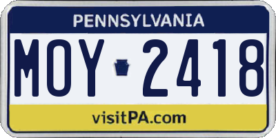 PA license plate MOY2418