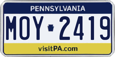 PA license plate MOY2419