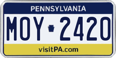 PA license plate MOY2420