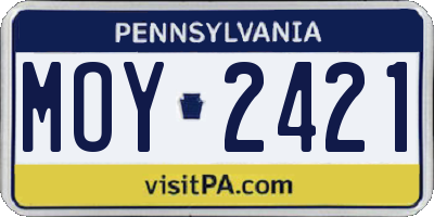 PA license plate MOY2421