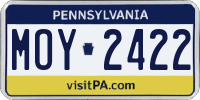 PA license plate MOY2422