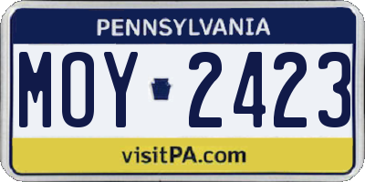 PA license plate MOY2423