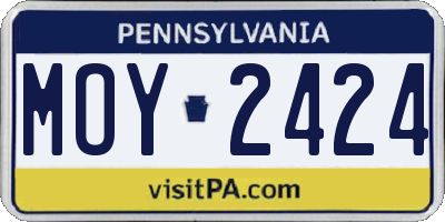 PA license plate MOY2424