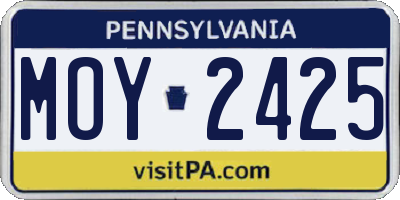 PA license plate MOY2425