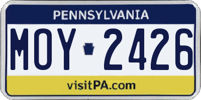 PA license plate MOY2426