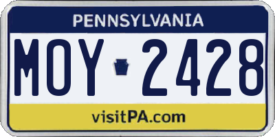 PA license plate MOY2428