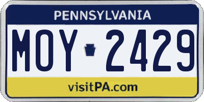 PA license plate MOY2429