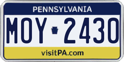 PA license plate MOY2430