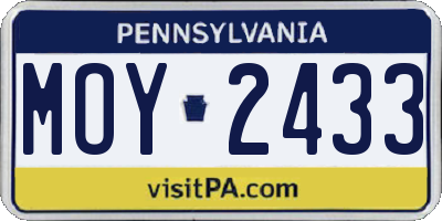 PA license plate MOY2433