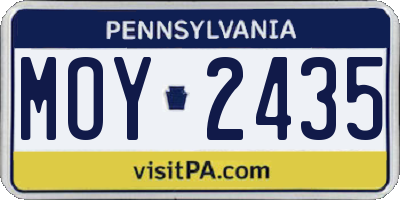PA license plate MOY2435