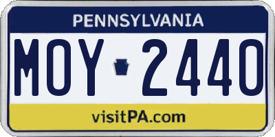 PA license plate MOY2440