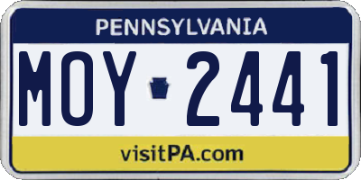 PA license plate MOY2441