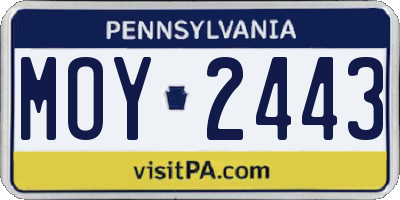 PA license plate MOY2443