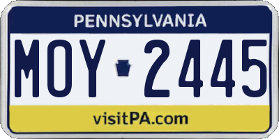PA license plate MOY2445