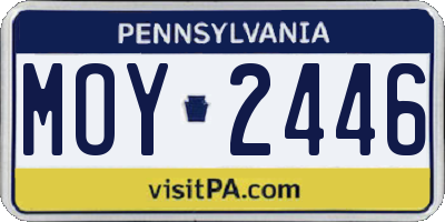 PA license plate MOY2446
