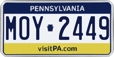 PA license plate MOY2449