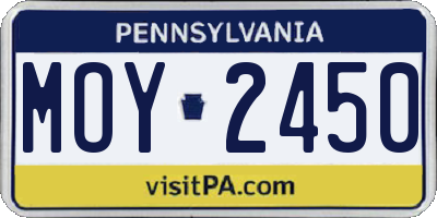 PA license plate MOY2450