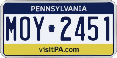 PA license plate MOY2451
