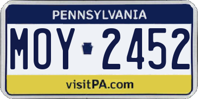 PA license plate MOY2452