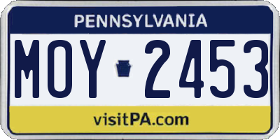PA license plate MOY2453