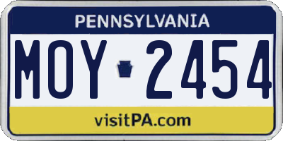 PA license plate MOY2454