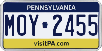 PA license plate MOY2455