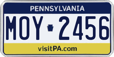 PA license plate MOY2456