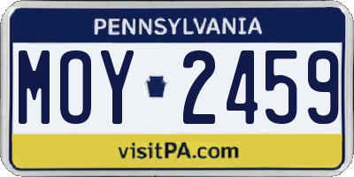 PA license plate MOY2459