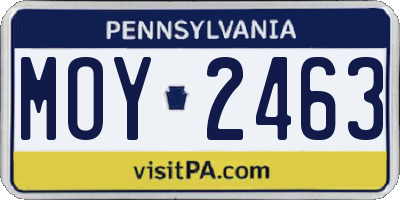 PA license plate MOY2463