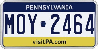 PA license plate MOY2464