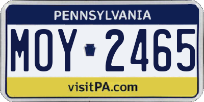 PA license plate MOY2465