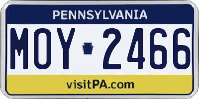 PA license plate MOY2466