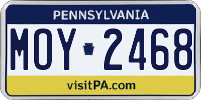 PA license plate MOY2468