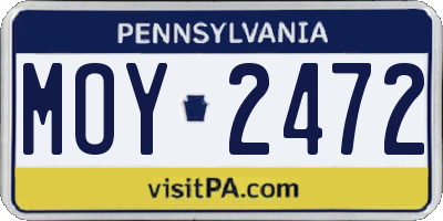 PA license plate MOY2472