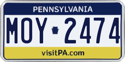 PA license plate MOY2474