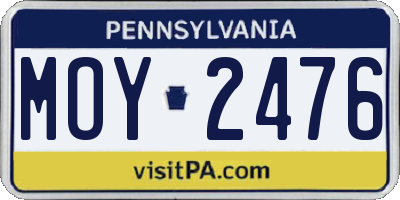 PA license plate MOY2476