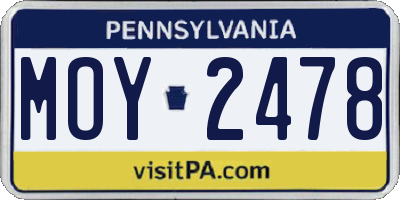 PA license plate MOY2478