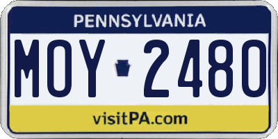 PA license plate MOY2480